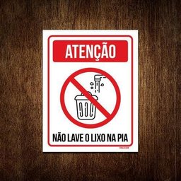 Kit 3 Placas - Atenção Não Lave Lixo na Pia - 1