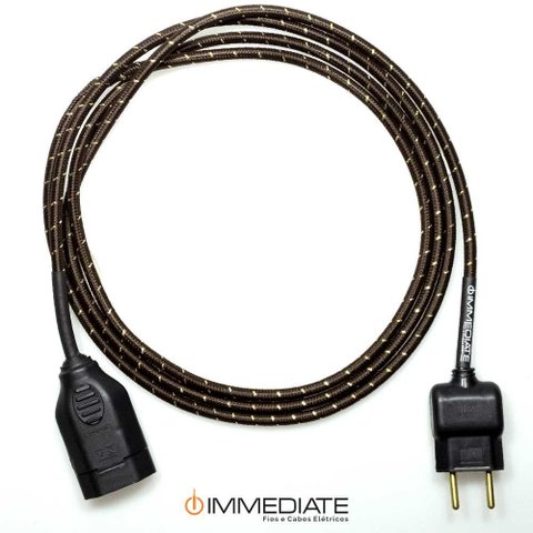 Extensão Elétrica 2 Metros Pp 2x0,75mm Revestido Marrom/dourado Cabos Immediate