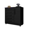 Cômoda Grande 5 Gavetas 1 Porta com Chave Elegante Preta - 1