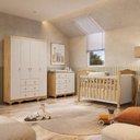 Ver imagem 1 de Quarto de Bebê Completo Berço 3 em 1, Cômoda e Guarda Roupa MDF Nina Espresso Móveis Branco/Amêndoa