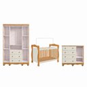 Ver imagem 4 de Quarto de Bebê Completo Berço 3 em 1, Cômoda e Guarda Roupa MDF Nina Espresso Móveis Branco/Amêndoa