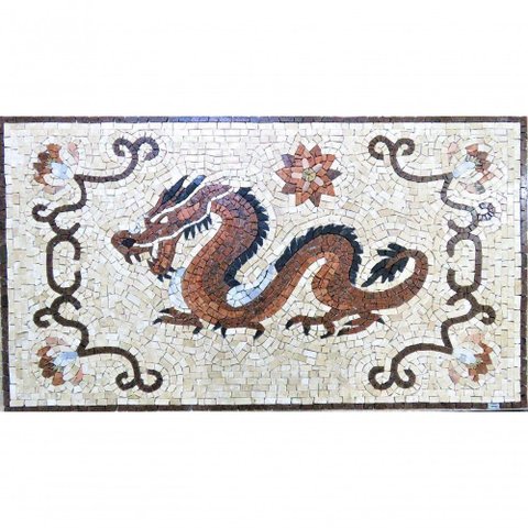 Piso em Mosaico Dragão Chines Furioso Tamanho 80x120cm