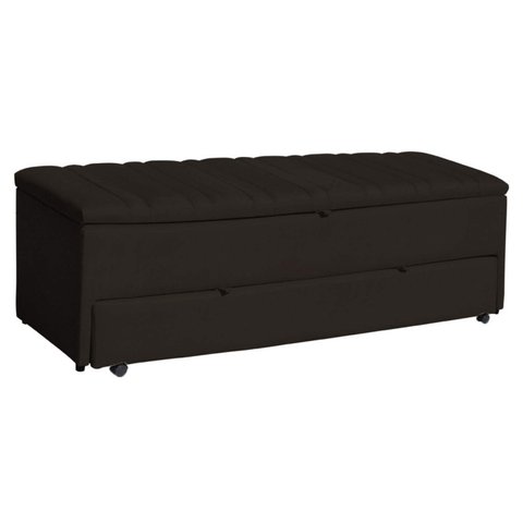 Calçadeira Baú Sapateira 190cm Ayla Suede Tampo Reto