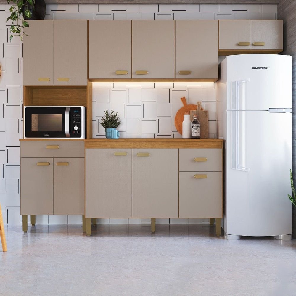 Cozinha Completa Zurique 12 Portas 2 Gavetas 6226 Freijó/camurça