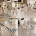 Ver imagem 2 de Kit Conjunto Mesa Quadrada 4 Cadeiras Jantar Cozinha Vidro - Kappesberg