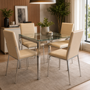 Ver imagem 1 de Kit Conjunto Mesa Quadrada 4 Cadeiras Jantar Cozinha Vidro - Kappesberg