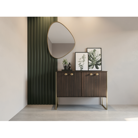 Aparador Buffet Multiuso 4 Portas em Mdf – Armário Decorativo para Sala, Jantar ou Hall:tabaco