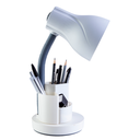 Ver imagem 1 de Luminária de Mesa Estudo Escritório Home Office Articulável Porta Lápis Caneta Bivolt E27:Branca