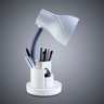Luminária de Mesa Estudo Escritório Home Office Articulável Porta Lápis Caneta Bivolt E27:Branca - 2