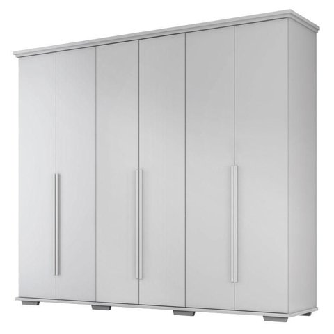 Guarda Roupa Casal Everest 6 Portas 5 Gavetas Branco Absoluto Semi Fosco - Zanzini