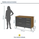 Ver imagem 4 de Balcão de Cozinha 3 Portas 3 Gavetas 120cm Freijó/Grafite Princesa Nesher