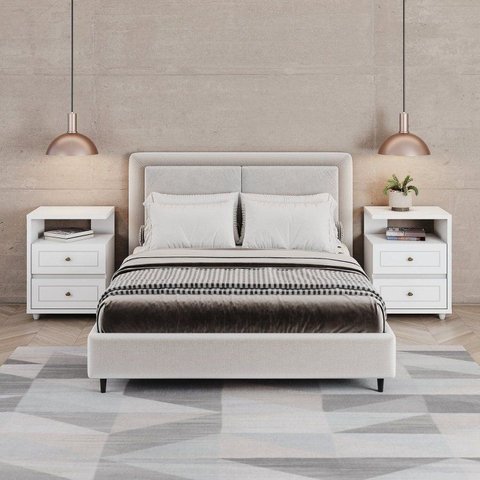 Conjunto 2 Mesas de Cabeceira Nova York Espresso Móveis Branco