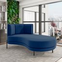 Ver imagem 1 de Sofá Chaise Lado Direito Downey Sala de Estar Veludo Azul G15 - Gran Belo