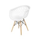 Ver imagem 2 de Kit 2 Cadeiras Web Dsw Ergonômica Apoio de Braço Base Madeira Sala Cozinha Jantar - Lamobilia