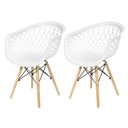 Ver imagem 1 de Kit 2 Cadeiras Web Dsw Ergonômica Apoio de Braço Base Madeira Sala Cozinha Jantar - Lamobilia