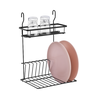 Suporte para Louças Suspenso Escorredor barra de Cozinha:Preto Fosco - 2