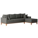 Ver imagem 3 de Sofá Beny com Chaise Direita, 2,60x1,40m, 4 Lugares, Linho, Base em Madeira.
