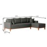 Sofá Beny com Chaise Direita, 2,60x1,40m, 4 Lugares, Linho, Base em Madeira. (grafite) - 3