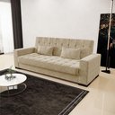 Ver mais imagens de Sofá Cama 02 Lugares Suede Marrom Rato Pés De Madeira