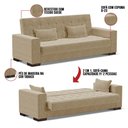 Ver imagem 4 de Sofá Cama 02 Lugares Suede Marrom Rato Pés De Madeira