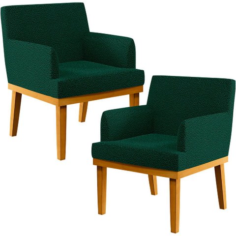 Kit 2 Poltronas Decorativas Para Sala De Estar E Recepção Beatriz W01 Bouclê Verde - Lyam Decor
