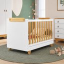 Ver imagem 1 de Berço Americano 4 em 1 Pingo Mini Cama MDF Bebê e Cia - Branco com Amêndoa