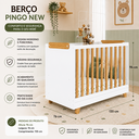 Ver imagem 3 de Berço Americano 4 em 1 Pingo Mini Cama MDF Bebê e Cia - Branco com Amêndoa