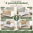 Ver imagem 4 de Berço Americano 4 em 1 Pingo Mini Cama MDF Bebê e Cia - Branco com Amêndoa