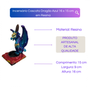 Ver imagem 2 de Incensário Cascata Dragão Azul 16 x15 cm Resina