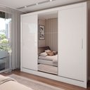 Ver imagem 1 de Guarda-roupa Casal Colie 3 Portas 3 Gavetas com Espelho Branco - Panorama Móveis