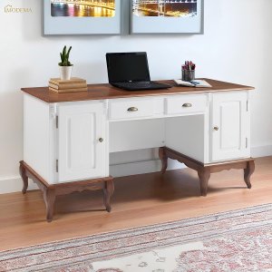 Escrivaninha Hannover com 2 Portas e 2 Gavetas Divisor de Ambiente 60813 Linz Moveis - Branco/imbuia