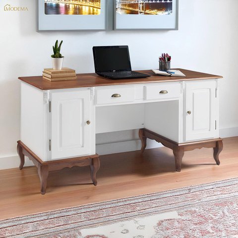 Escrivaninha Hannover com 2 Portas e 2 Gavetas Divisor de Ambiente 60813 Linz Moveis - Branco/imbuia