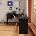 Ver imagem 1 de Conjunto Escritório New City em L com Gaveteiro 180 cm Preto Gebb Work