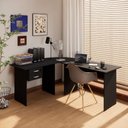 Ver imagem 2 de Conjunto Escritório New City em L com Gaveteiro 180 cm Preto Gebb Work