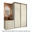 Ver imagem 2 de Guarda Roupa 2 Portas de Correr e Cômoda 100% MDF Americano Fancy Off White/Areia/Wood