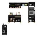 Ver imagem 4 de Armário de Cozinha Compacta com Mesa/bancada Veneza Multimóveis Mp2210 Preto/dourado