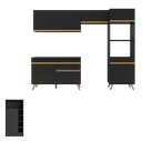 Ver imagem 6 de Armário de Cozinha Compacta com Mesa/bancada Veneza Multimóveis Mp2210 Preto/dourado