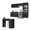 Ver imagem 1 de Armário de Cozinha Compacta com Mesa/bancada Veneza Multimóveis Mp2210 Preto/dourado