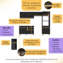 Ver imagem 2 de Armário de Cozinha Compacta com Mesa/bancada Veneza Multimóveis Mp2210 Preto/dourado