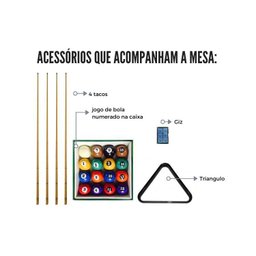 Mesa de Sinuca e Jantar com 2 Bancos - 2,00x1,10 - Grafite - 5