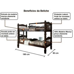 BELICHE MADEIRA MACIÇA PALMO - TABACO - 2 BELICHE MADEIRA MACIÇA PALMO - TABACO - 2