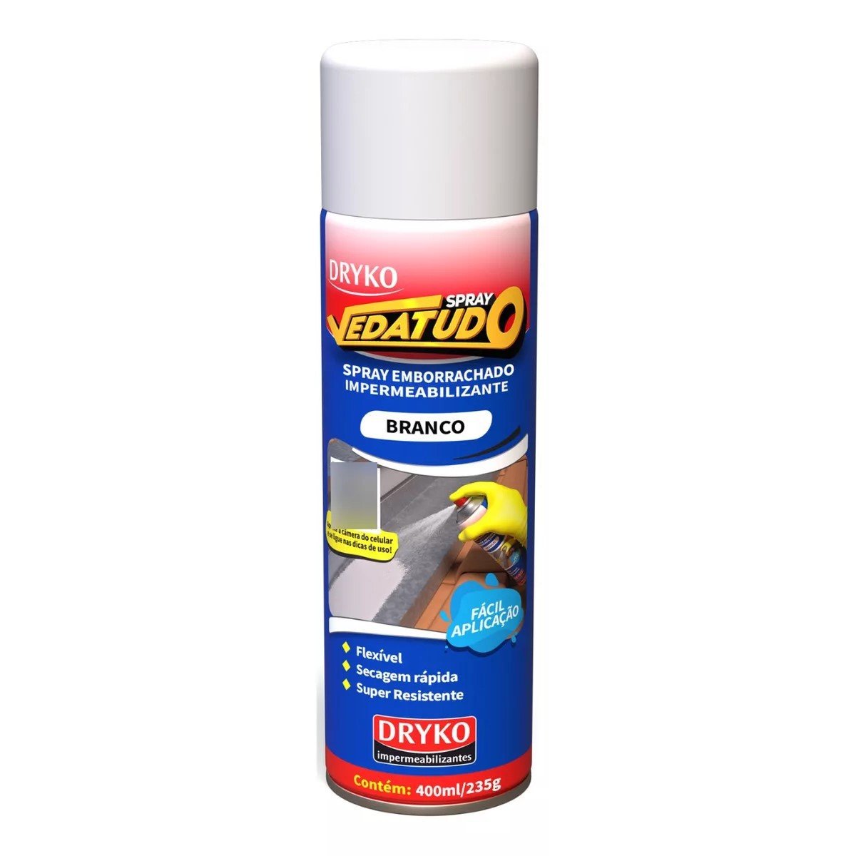 Spray Impermeabilizante Manta Borracha Líquida Branco 400ml