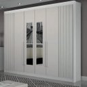 Ver imagem 1 de Guarda Roupa Casal com Espelho 100% MDF 6 Portas 6 Gavetas 235cm Ripado São Carlos Branco - Leifer