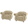 Duas Poltronas Chesterfield Merlo - Suede Bege / Decoração, recepção , barbearia, sala tv estar - 1