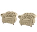 Ver imagem 1 de Duas Poltronas Chesterfield Merlo - Suede Bege / Decoração, recepção , barbearia, sala tv estar