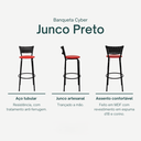 Ver imagem 3 de Kit 4 Banquetas para Bancada Banco Alto Junco Preto Balcão Cozinha Gourmet Bar Área de Lazer Piscina
