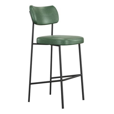 Banqueta Alta para Cozinha Lila Estofada com Encosto Couríssimo Verde - Abmaza