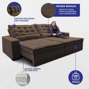 Ver imagem 3 de Sofá Retrátil e Reclinável 2,52m Molas Ensacadas Belle Boucle Marrom Cama Inbox