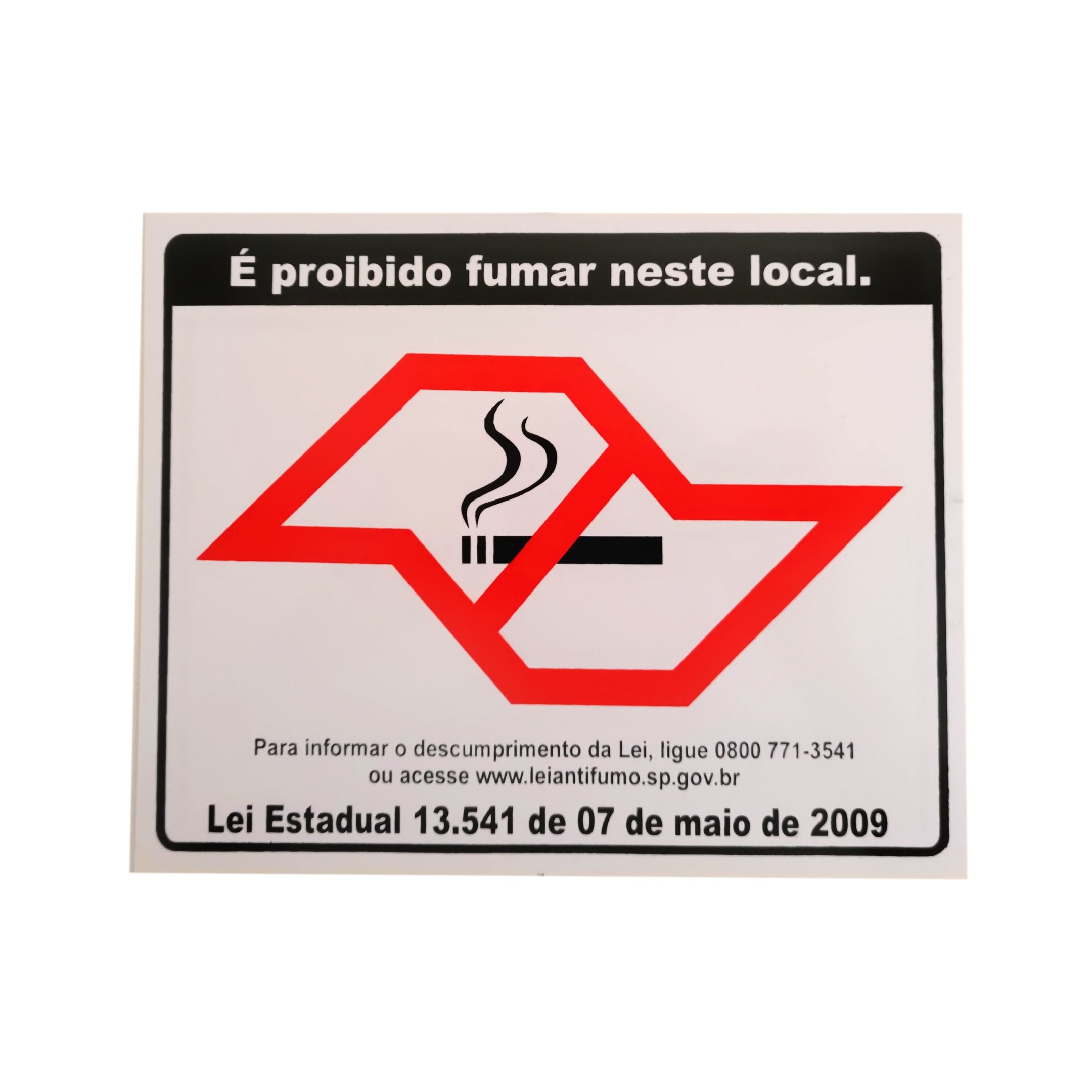 Placa PVC Sinalização Lei Proibido Fumar Não Fume