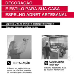 Espelho Adnet Decorativo Redondo Banheiro Antigo 60cm + Pino Suporte - 8